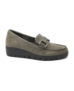 GRUNLAND TAFA SC5584 taupe scarpe donna mocassini zeppa morsetto camoscio elastici