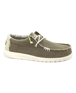 HEY DUDE WALLY BRAIDED fossil verde scarpe uomo sneakers lacci cotone traspiranti