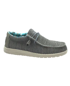 HEY DUDE WALLY SOX charcoal grigio scarpe uomo sneakers lacci cotone traspiranti