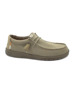 HEY DUDE WALLY SPORT MESH tan beige scarpe uomo sneakers lacci tessuto