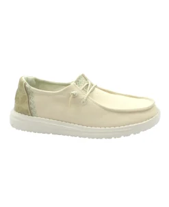 HEY DUDE WENDY TEMPE gypsum bianco scarpe donna sneakers lacci