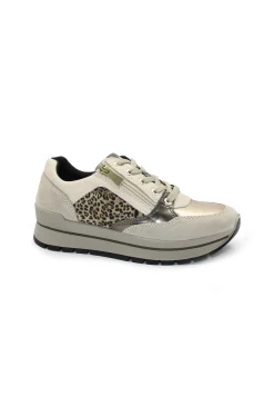 IGI&CO 6673866 viso beige scarpe donna sneakers lacci pelle camoscio maculato