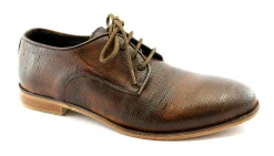 J.P. DAVID 477/7 cuoio scuro marrone scarpe uomo pelle derby lacci laser