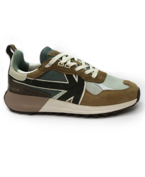 KAOTICO AQ002 VANCOUVER wood beige verde scarpe uomo sneakers lacci pelle