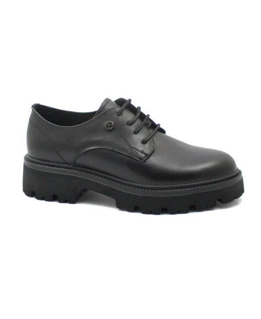 KEYS 8670 black nero scarpe donna pelle francesina lacci
