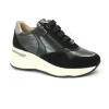 KEYS 9820 black nero scarpe sneakers donna lacci zeppa zip cerniera