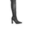 KEYS 8611 black nero stivali donna tacco punta zip morbido sopra al ginocchio