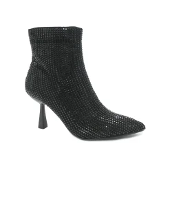 KEYS 8770 black nero tessuto strass scarpe donna stivaletto mid tacco 6,5