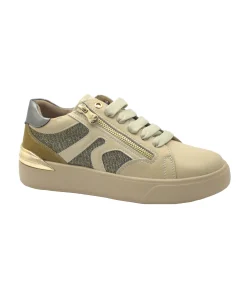 KEYS 8341 crema taupe scarpe sneakers donna lacci platform zip