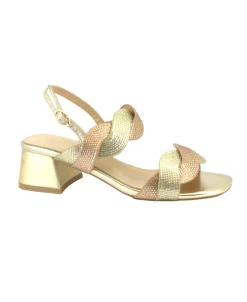 KEYS 7906 old pink oro scarpe donna sandalo cinturino brillantini intreccio