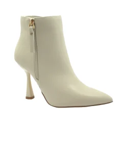 KEYS 7243 panna bianco scarpe donna stivaletto tronchetto tacco punta zip