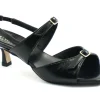 LES VENUES 622 nero scarpe sandali donna tacco cinturino pelle verniciata
