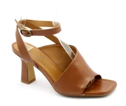 MALU' 7408 cuoio marrone scarpe sandali donna cinturino tacco pelle