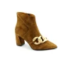 MALU' 3759 sigaro cuoio scarpe donna stivaletti zip laterale tacco camoscio punta