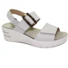 MELLUSO 19227 ghiaccio sandali donna pelle strappi regolabili plantare estraibile zeppa comfort