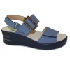 MELLUSO 19227 jeans sandali donna pelle strappi regolabili plantare estraibile zeppa comfort