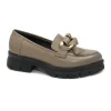 MELLUSO 034340 marmo scarpe donna mocassino zeppa pelle catena treccia
