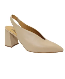 MELLUSO D174 nude cipria scarpe donna decolletè punta tacco tallone aperto pelle