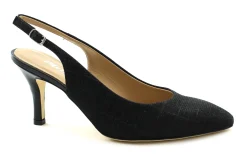 MELLUSO D134L nero scarpe donna glitter decolletè sandalo punta chiusa