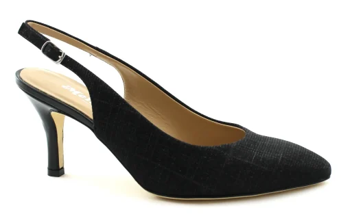MELLUSO D134L nero scarpe donna glitter decolletè sandalo punta chiusa