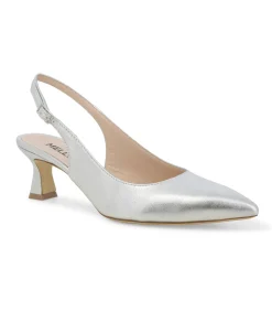 MELLUSO D166W argento scarpe donna decolletè sandalo punta chiusa pelle