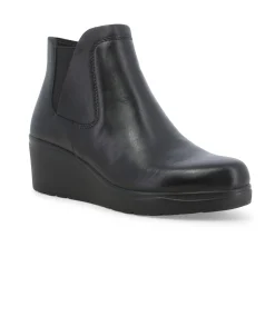MELLUSO K53006 nero scarpe donna stivaletti tronchetti zeppa zip pelle