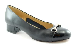MELLUSO N546 blu notte scarpe donna decolletè tacco morsetto pelle ballerina