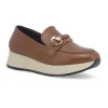 MELLUSO R25077 caramello scarpe donna mocassino zeppa pelle morsetto