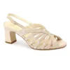 MELLUSO S213 cipria scarpe donna sandali tacco cinturino glitter camoscio