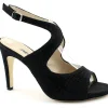 MELLUSO S854 nero scarpe donna scandalo cinturino tacco glitter