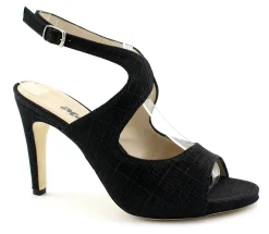 MELLUSO S854 nero scarpe donna scandalo cinturino tacco glitter