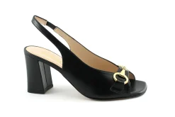 MELLUSO S420 nero scarpe donna sandali tacco pelle morsetto elastico