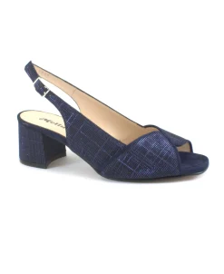 MELLUSO S634 notte blu scarpe donna sandali tacco fibbia tessuto glitter
