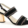 MELLUSO S553M nero scarpe donna sandali tacco camoscio cinturino