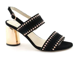 MELLUSO S553M nero scarpe donna sandali tacco camoscio cinturino
