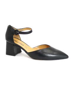 MELLUSO V308 nero scarpe donna sandalo décolleté tacco alto punta cinturino