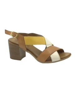 MELLUSO WALK K55163 cuoio scarpe donna sandalo tacco fibbia incrocio
