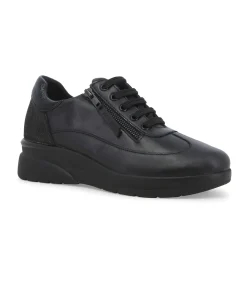 MELLUSO WALK K55439 nero scarpe donna sneakers zeppa lacci pelle
