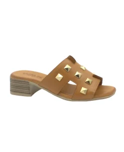 MELLUSO WALK K56018D coconut marrone ciabatte donna tacco pelle borchie