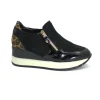 MELLUSO WALK R25545 nero scarpe donna sneakers zeppa slip on zip camoscio