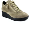 MELLUSO WALK R25625DW topo marrone scarpe sneaker donna mid zeppa lacci zip