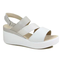 MELLUSO WALK 19147Z latte macchiato beige scarpe donna sandalo zeppa cinturino pelle