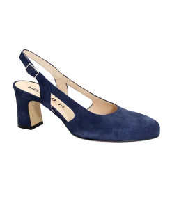 MELLUSO X518W abyss blu scarpe donna decolletè sandalo cinturino tacco camoscio glitter