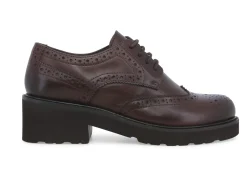 Mocassini Donna: Mocassino donna allacciato derby in pelle marrone 034316w