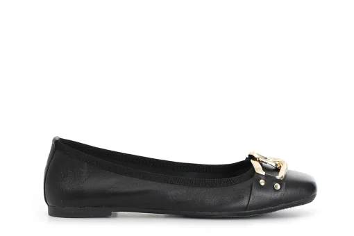 Mocassini Donna: Cafè Noir C1EH4005 BALLERINA IN PELLE LAMINATA CON CATENA