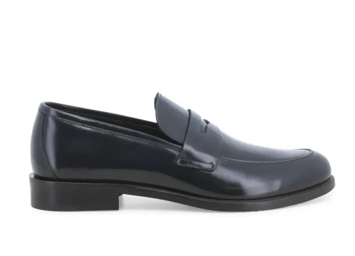 Mocassini Uomo: Mocassino uomo classico in pelle abrasivato blu u1020