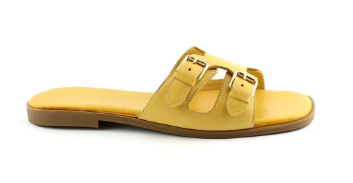 MOSAIC 02017 yellow giallo ciabatta donna pelle fibbie regolabili