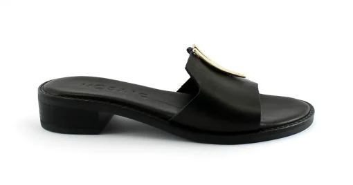 MOSAIC BN1720 black nero ciabatta sandalo donna pelle tacco 3 cm