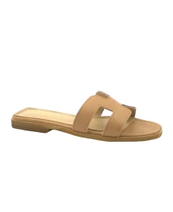 MOSAIC JOY tan marrone cuoio scarpe ciabatte donna pelle