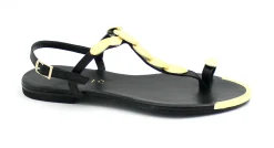 MOSAIC M1335 black nero sandali donna cinturino infradito accessorio dorato